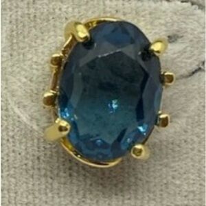 Gold tone blue CZ pierced earrings. NWT.
